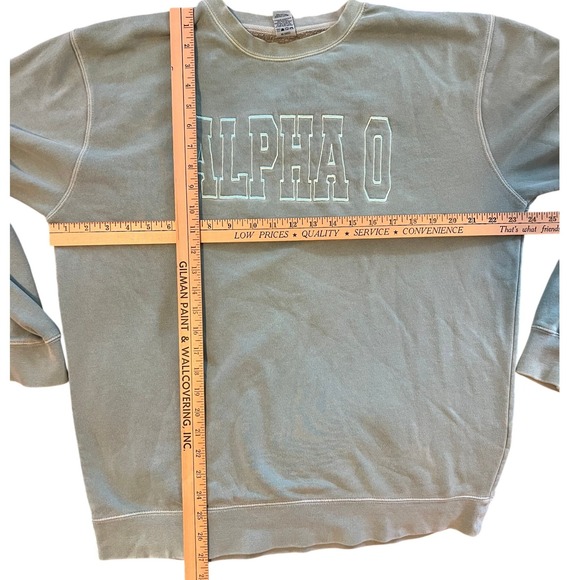 Alpha Omega Sorority Crewneck Sweatshirt Pastel Green‎ "ALPHA O" Logo Size L - Picture 3 of 3